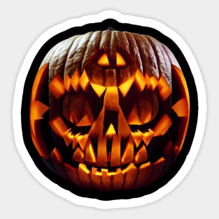 Scary Halloween Pumpkin Art Sticker